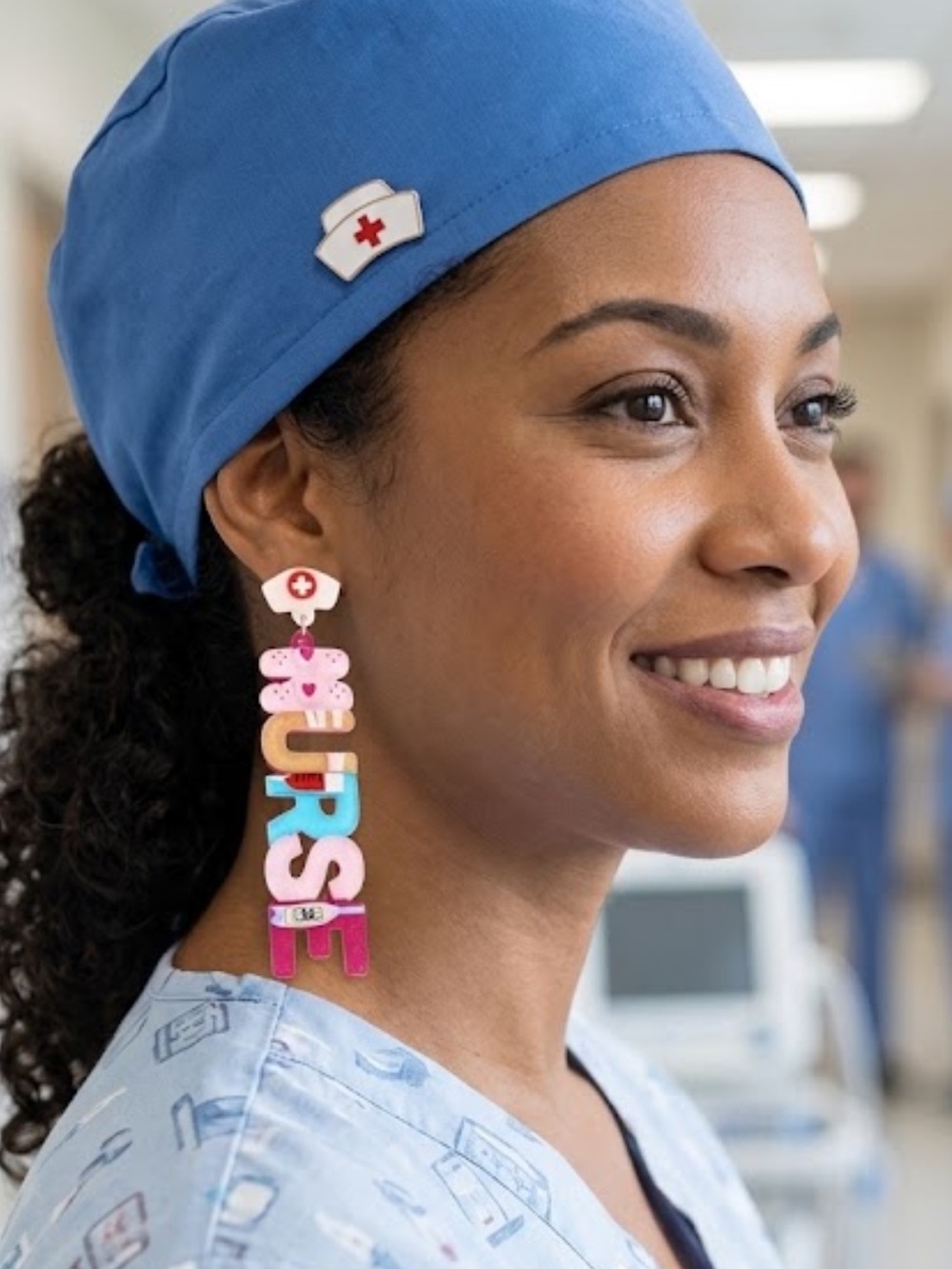 NWT Nurse Earrings Acrylic Dangle RN LPN Medical Staff Colorful Statement